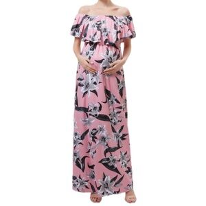 Kimi and Kai Clara Off the Shoulder Maternity Nursing Maxi Dress